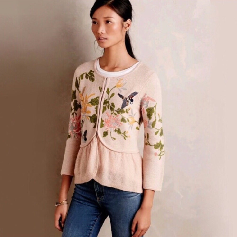 Anthropologie Moth Winged Wonder Cardigan Pink M